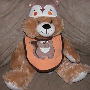 Lovespun Brown Fox Hat & Bib Set New 0-6 Months